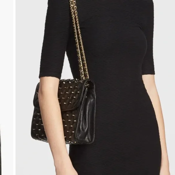 Rebecca Minkoff Quilted Affair Studed Green Chain Shoulder/Crossbody Bag - Picture 10 of 10